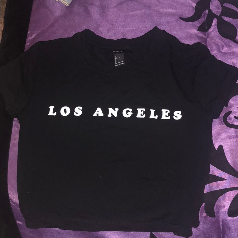 Black tee shirt crop top “Los Angeles”